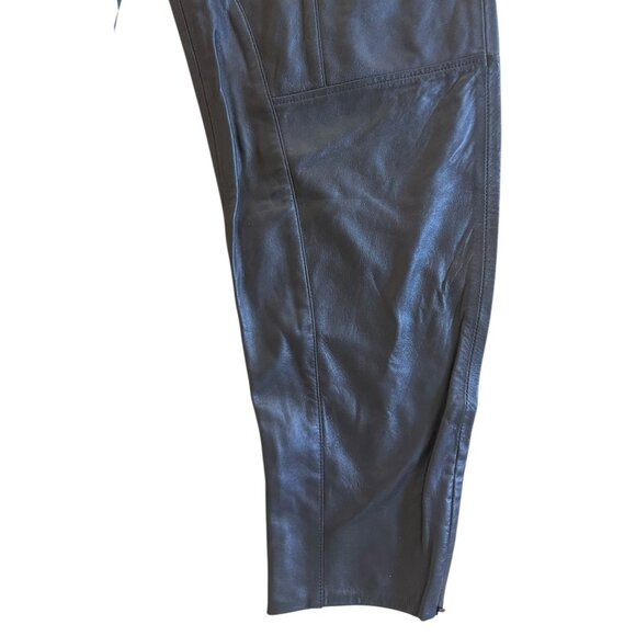 ZARA SRPLS Sheepskin Leather Barrel Leg Buckled Waist Chocolate waist 32"-NWT - Picture 5 of 14